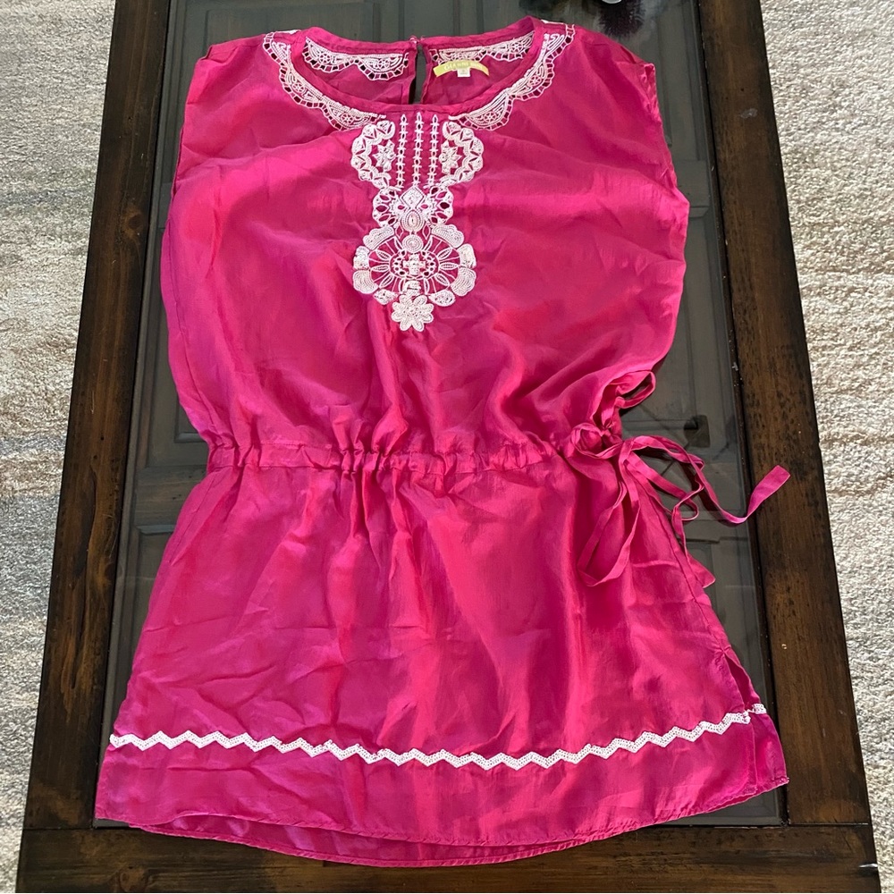 Gianni Bini Silk Embroidered Tunic